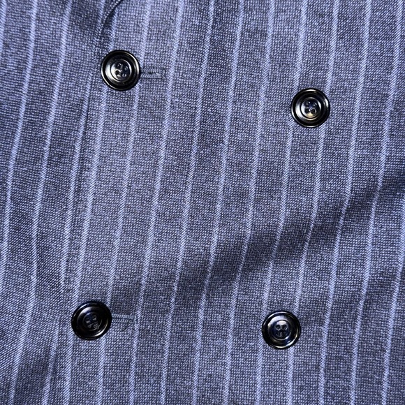 Joseph Abboud Black Label Vitale Wool Double Breasted Suit Men's 46 Blue Striped - Picture 2 of 16